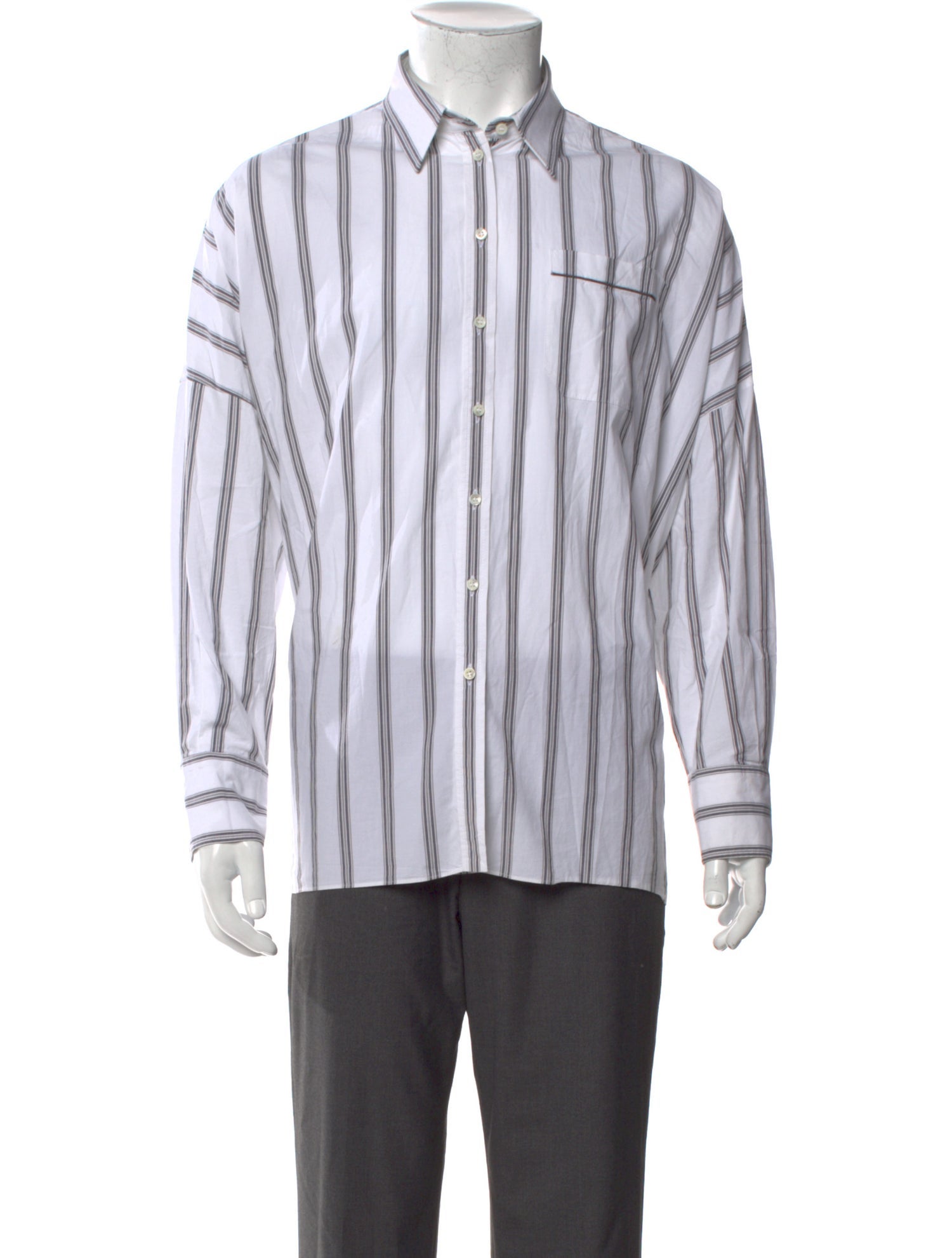 Brunello Cucinelli Striped Long Sleeve Dress Shirt