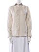 Brunello Cucinelli Linen Long Sleeve Button-Up Top