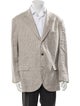 Brunello Cucinelli Linen Houndstooth Print Peacoat