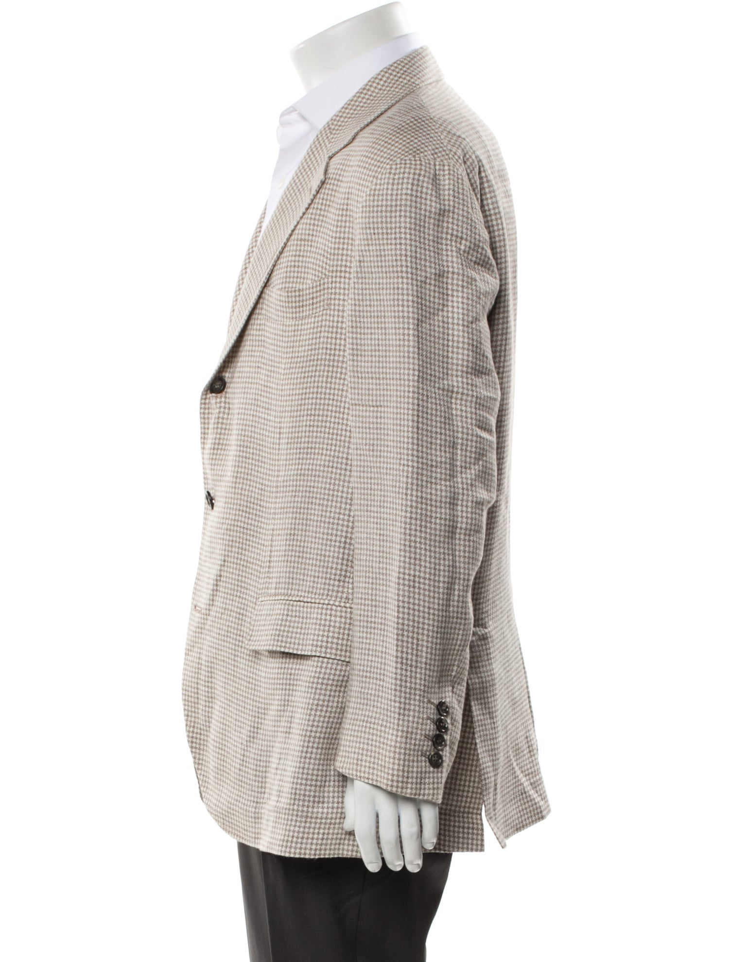 Brunello Cucinelli Linen Houndstooth Print Peacoat