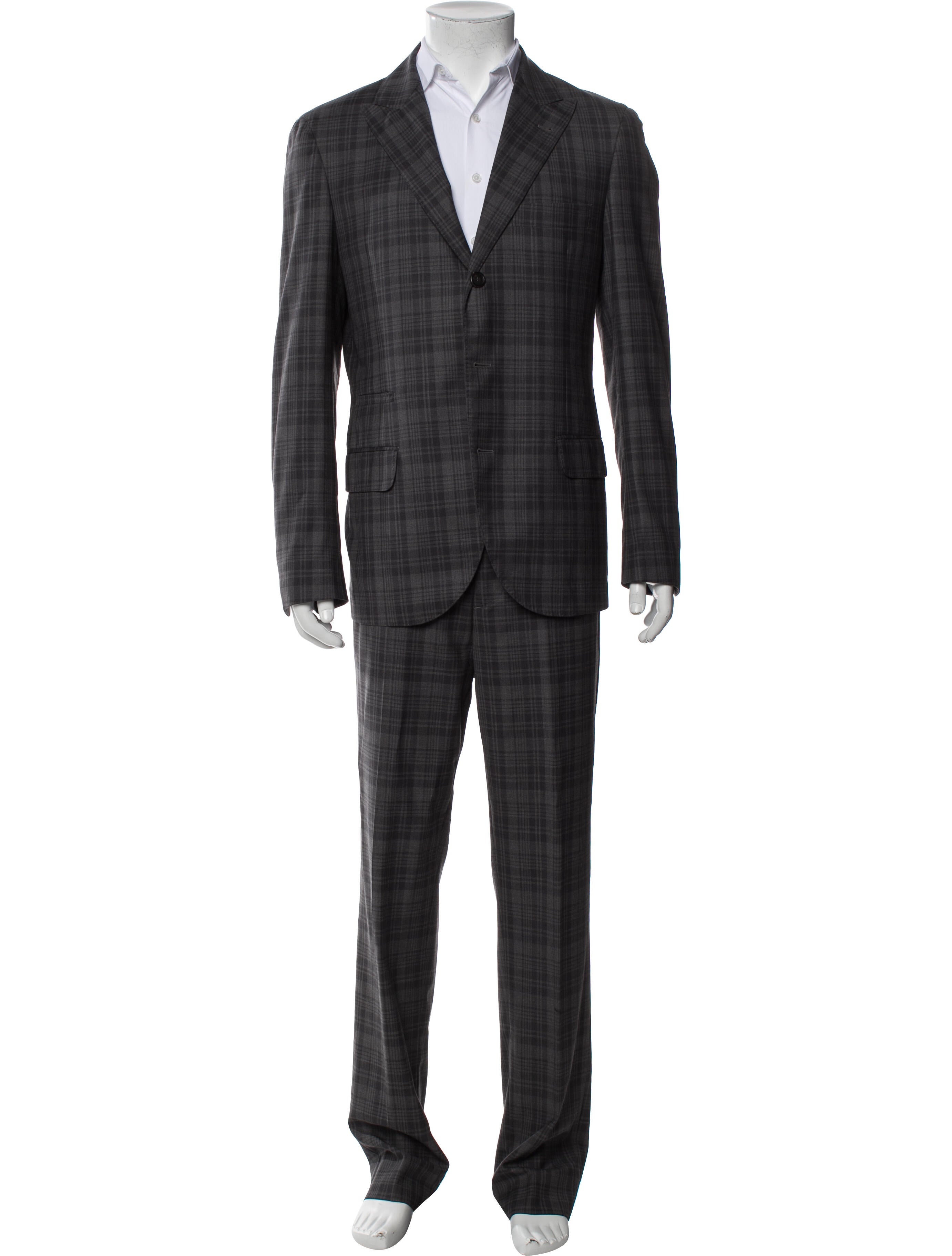 Brunello Cucinelli Wool Plaid Print Two-Piece Suit