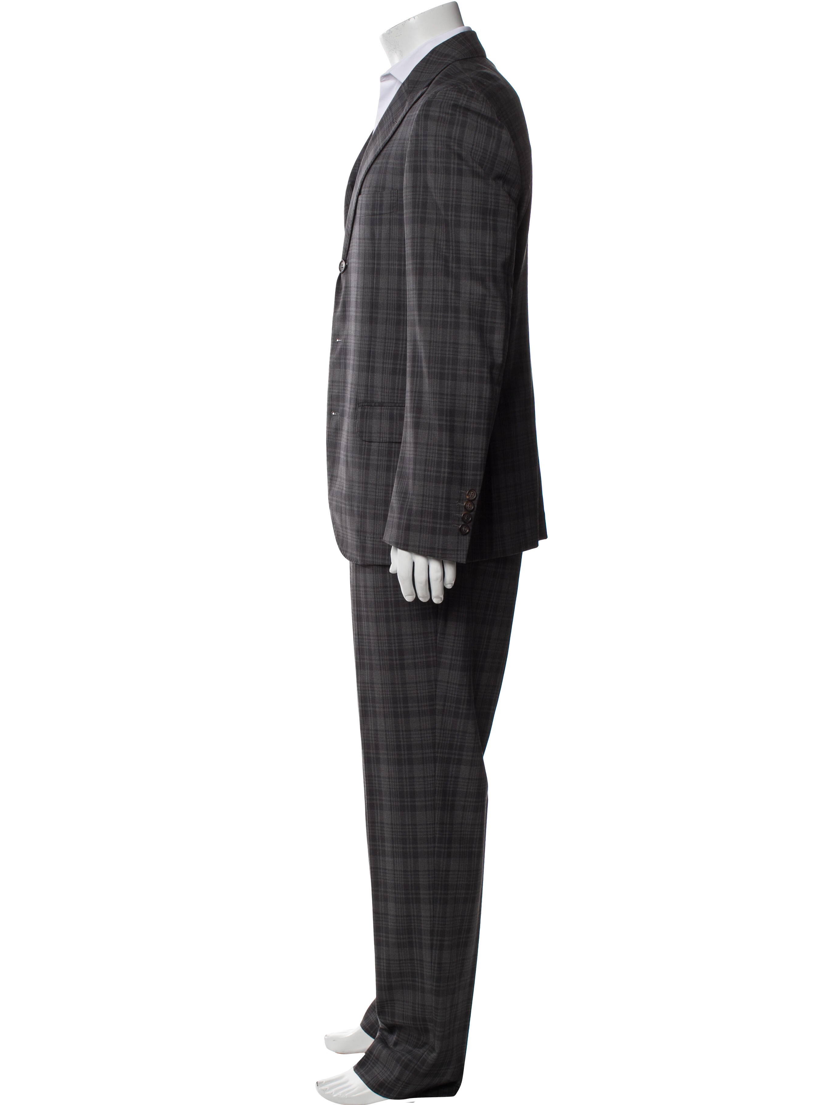 Brunello Cucinelli Wool Plaid Print Two-Piece Suit