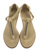 Brunello Cucinelli Leather Beaded Accents T-Strap Sandals