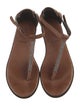Brunello Cucinelli Monili Leather T-Strap Sandals