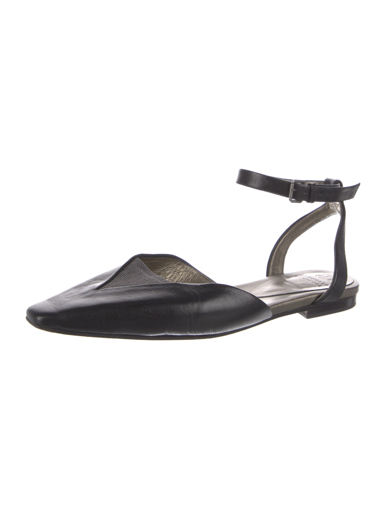 Brunello Cucinelli Monili Leather Slingback Flats