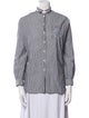 Brunello Cucinelli Striped Mock Neck Button-Up Top