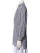Brunello Cucinelli Striped Mock Neck Button-Up Top