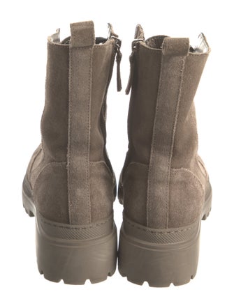 Brunello Cucinelli Suede Crystal Embellishments Combat Boots