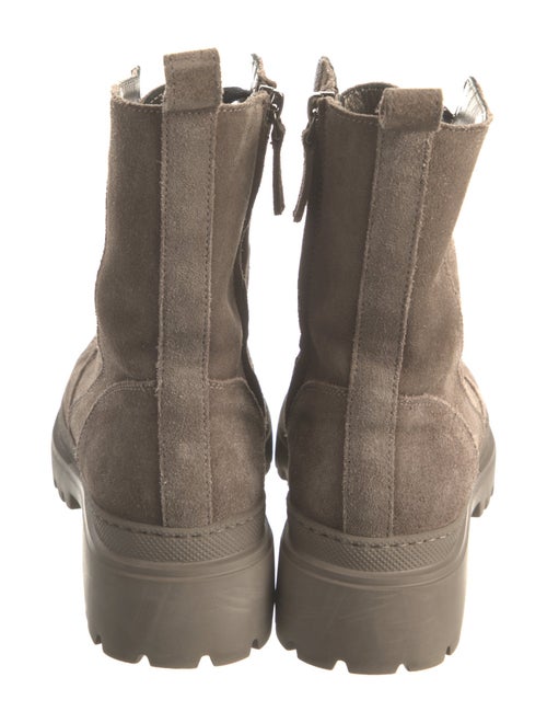 Brunello Cucinelli Suede Crystal Embellishments Combat Boots