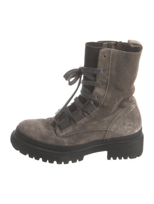 Brunello Cucinelli Monili Suede Combat Boots