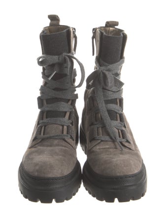 Brunello Cucinelli Monili Suede Combat Boots