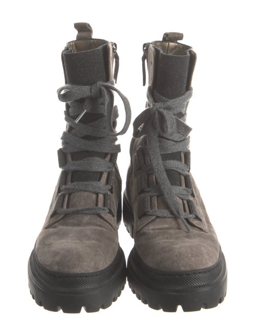 Brunello Cucinelli Monili Suede Combat Boots