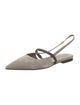 Brunello Cucinelli Suede Beaded Accents Slingback Flats