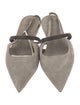 Brunello Cucinelli Suede Beaded Accents Slingback Flats