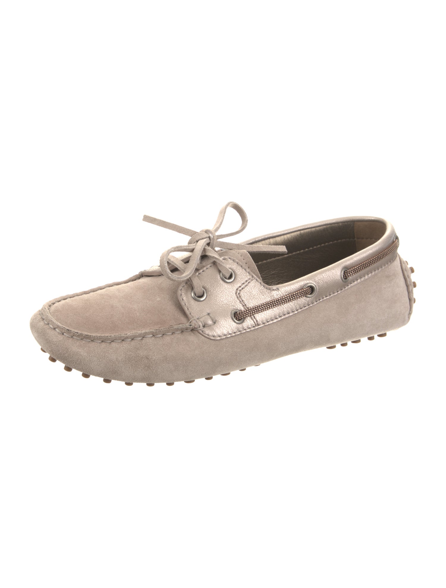 Brunello Cucinelli Suede Beaded Accents Moccasins