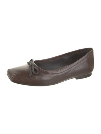 Brunello Cucinelli Leather Bow Accents Ballet Flats