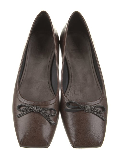 Brunello Cucinelli Leather Bow Accents Ballet Flats