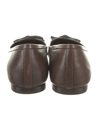 Brunello Cucinelli Leather Bow Accents Ballet Flats