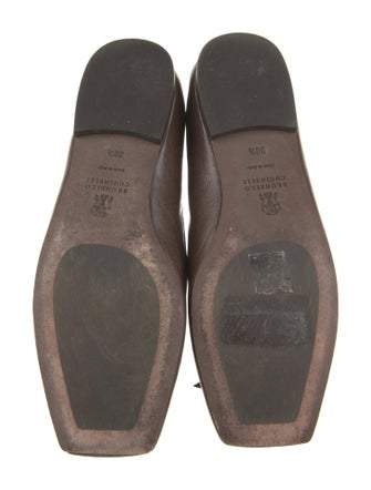 Brunello Cucinelli Leather Bow Accents Ballet Flats