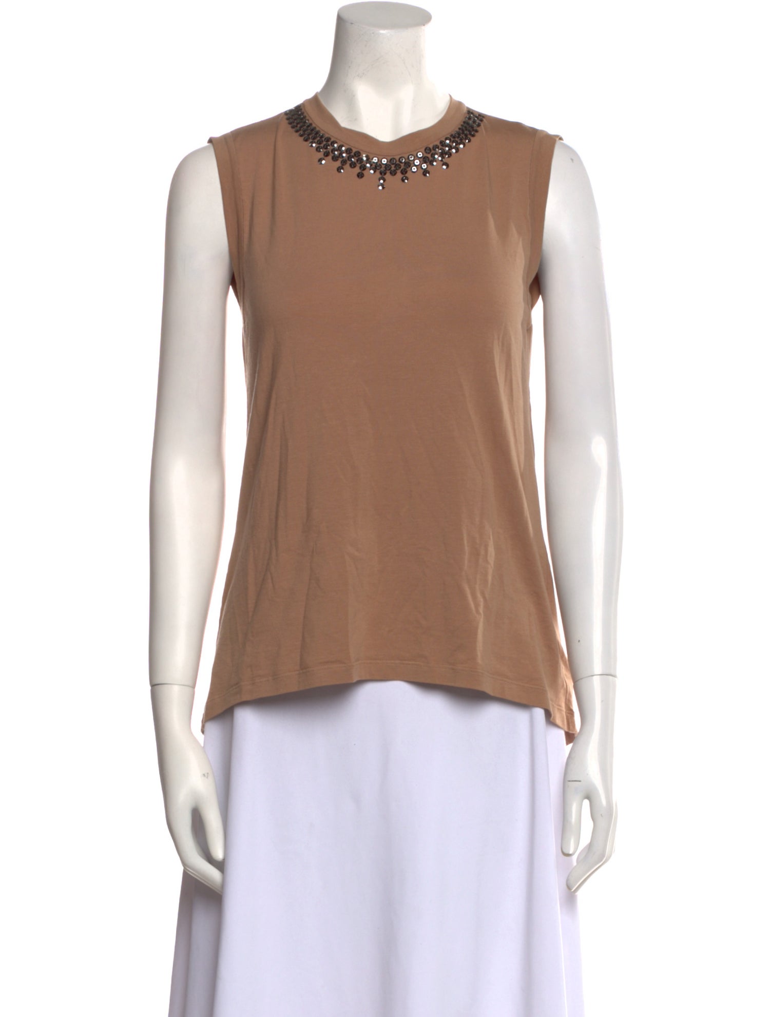 Brunello Cucinelli Crew Neck Sleeveless Top