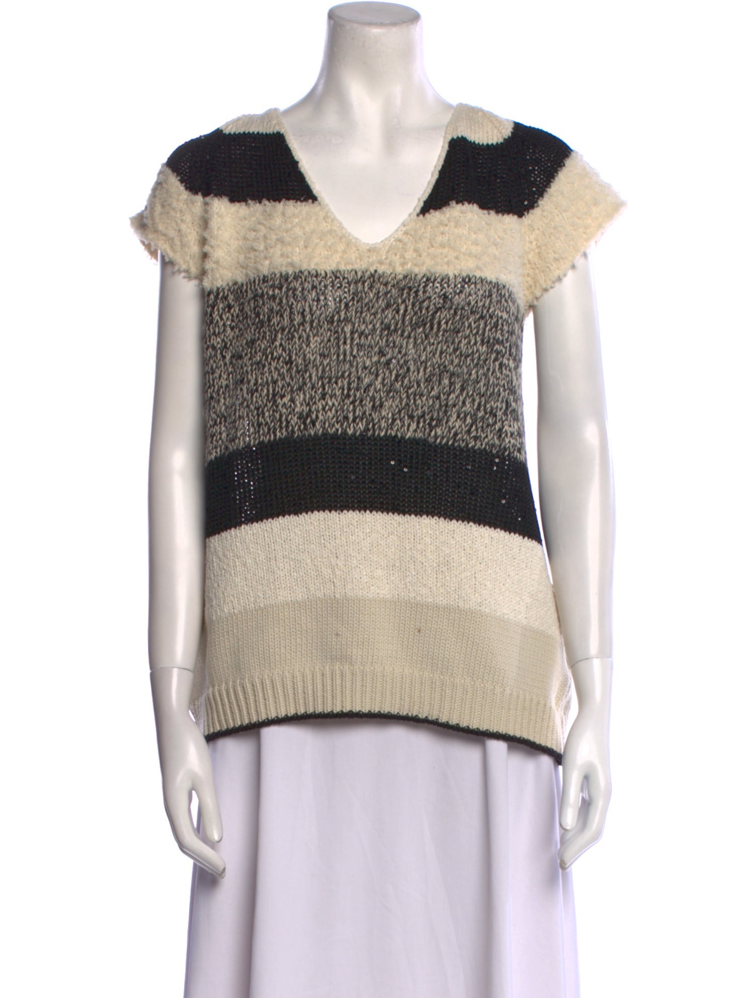 Brunello Cucinelli Striped V-Neck Sweater