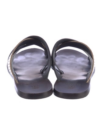 Brunello Cucinelli Leather Animal Print Slides