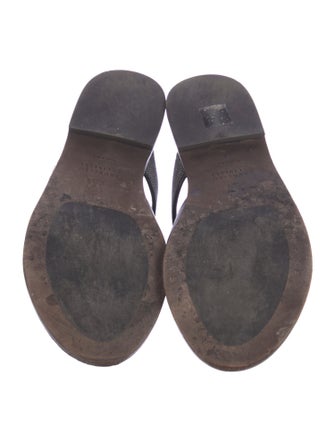 Brunello Cucinelli Leather Animal Print Slides