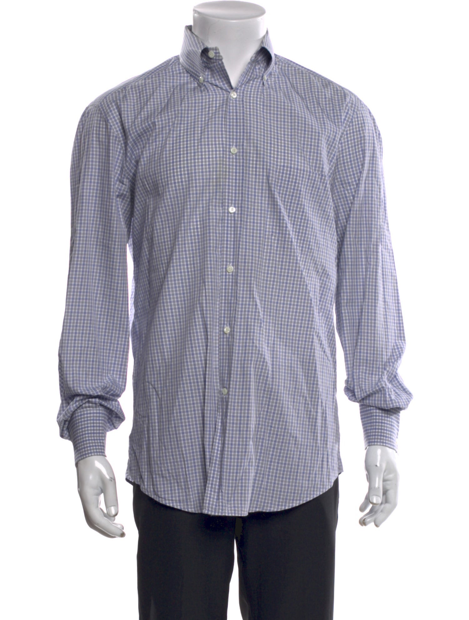 Brunello Cucinelli Plaid Print Long Sleeve Dress Shirt