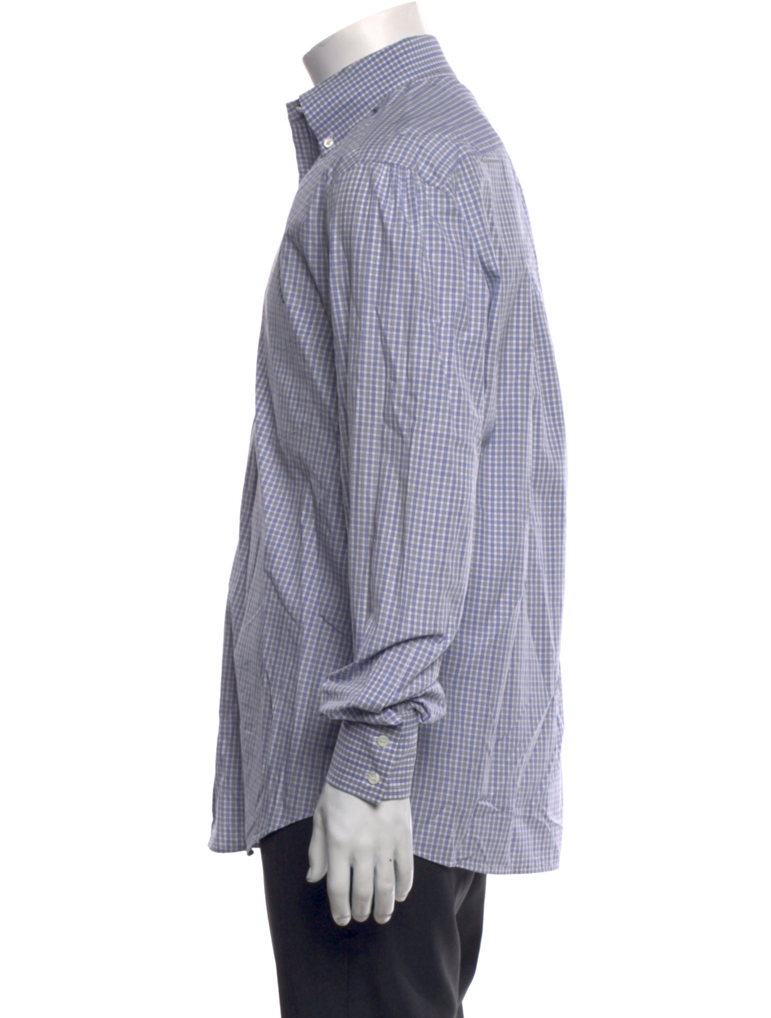 Brunello Cucinelli Plaid Print Long Sleeve Dress Shirt