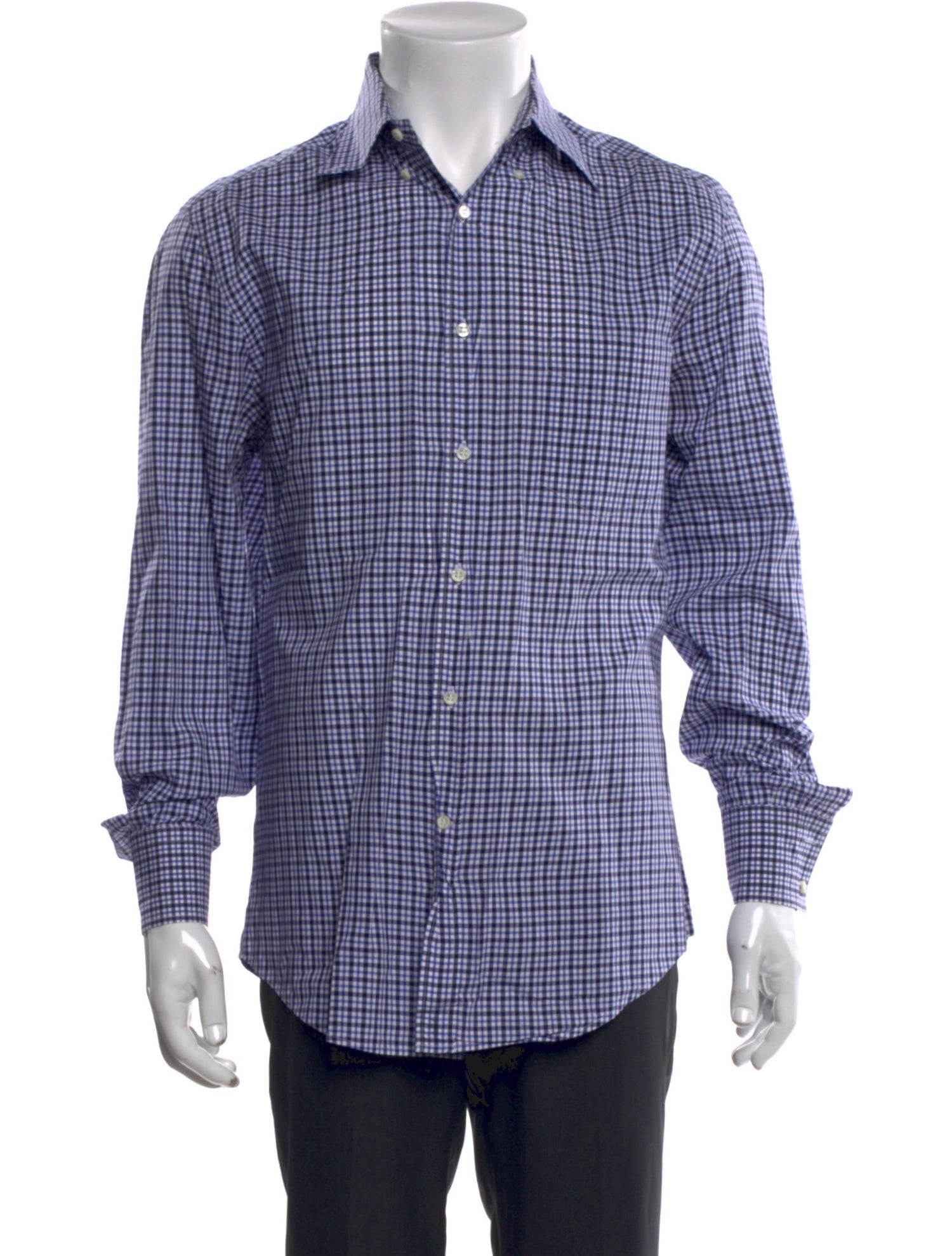 Brunello Cucinelli Plaid Print Long Sleeve Dress Shirt