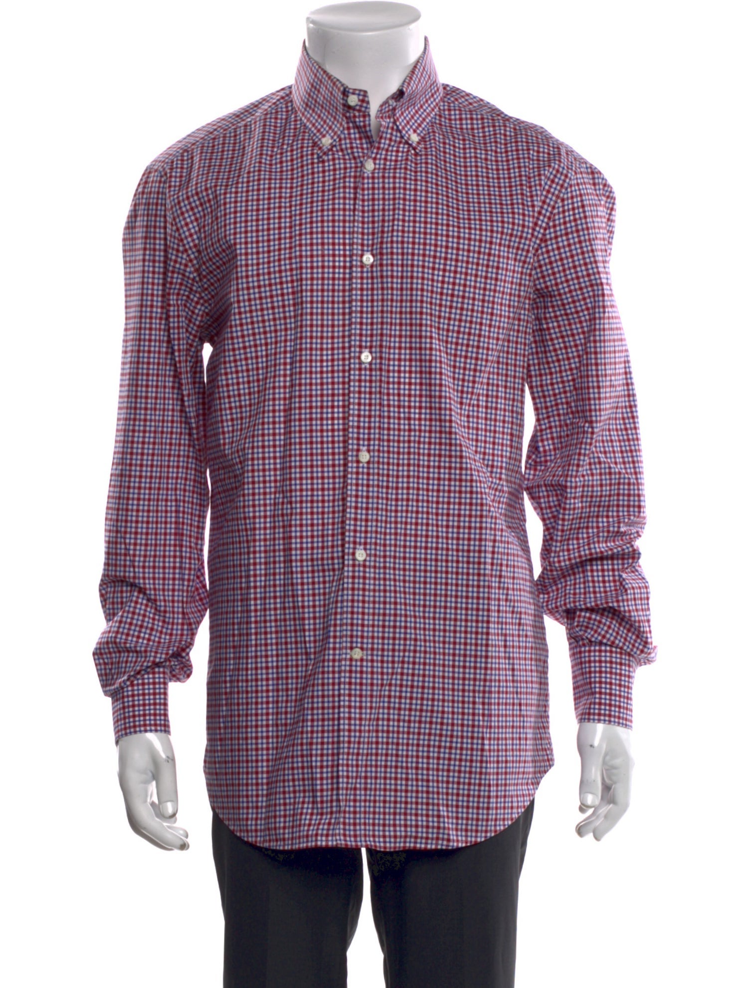 Brunello Cucinelli Plaid Print Long Sleeve Dress Shirt
