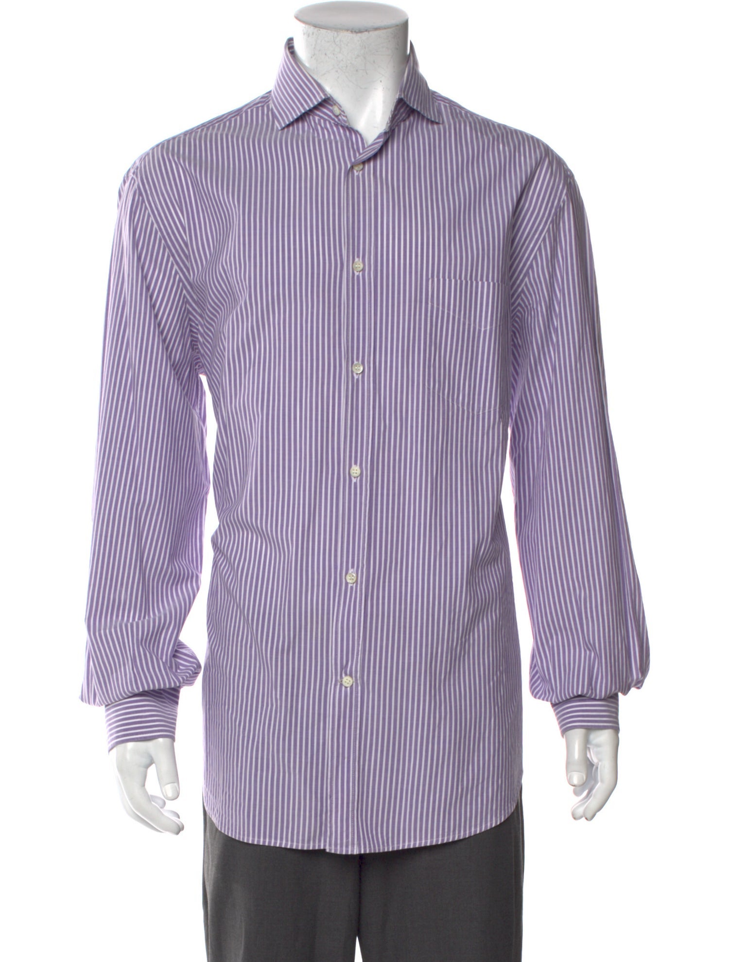 Brunello Cucinelli Striped Long Sleeve Dress Shirt