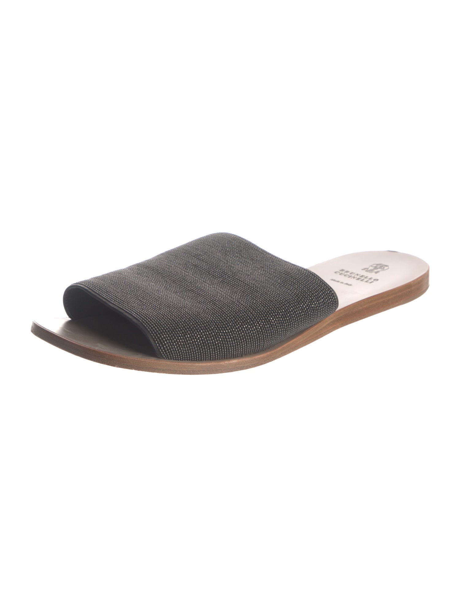 Brunello Cucinelli Monili Leather Slides
