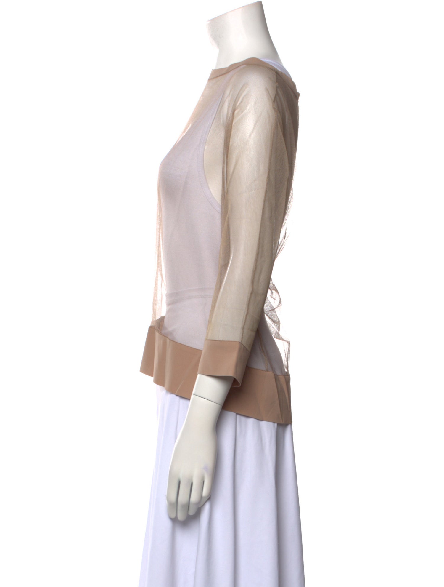 Brunello Cucinelli Bateau Neckline Three-Quarter Sleeve Crop Top