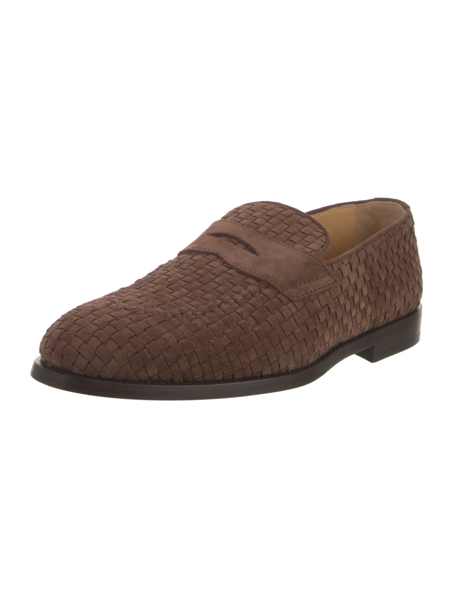 Brunello Cucinelli Suede Lasercut Accents Dress Loafers