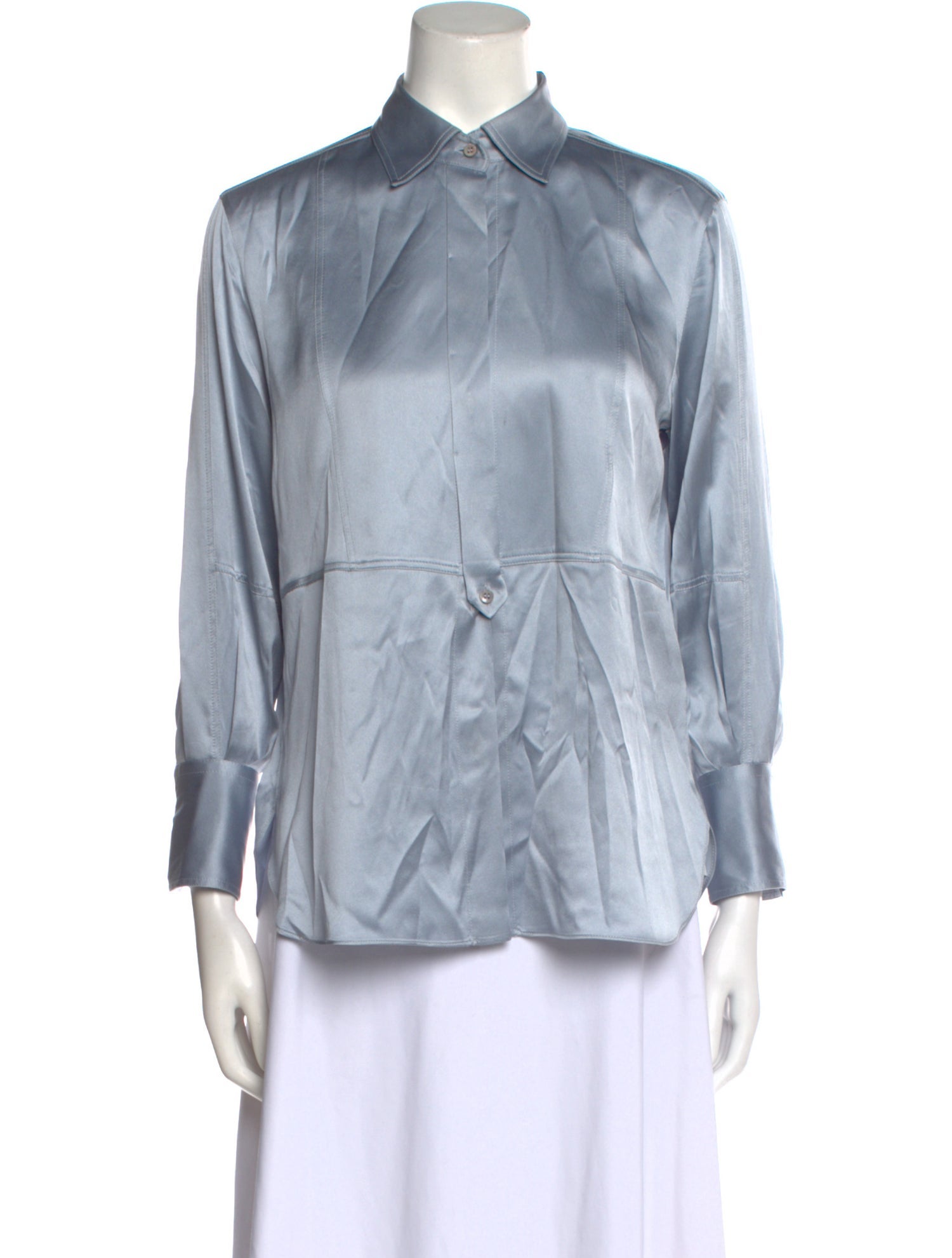 Brunello Cucinelli Three-Quarter Sleeve Button-Up Top