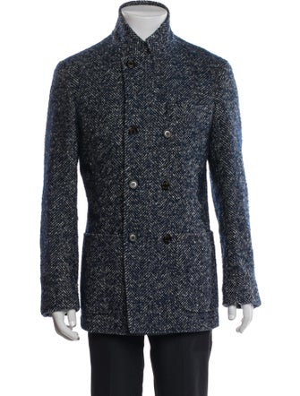Brunello Cucinelli Cashmere Tweed Pattern Peacoat