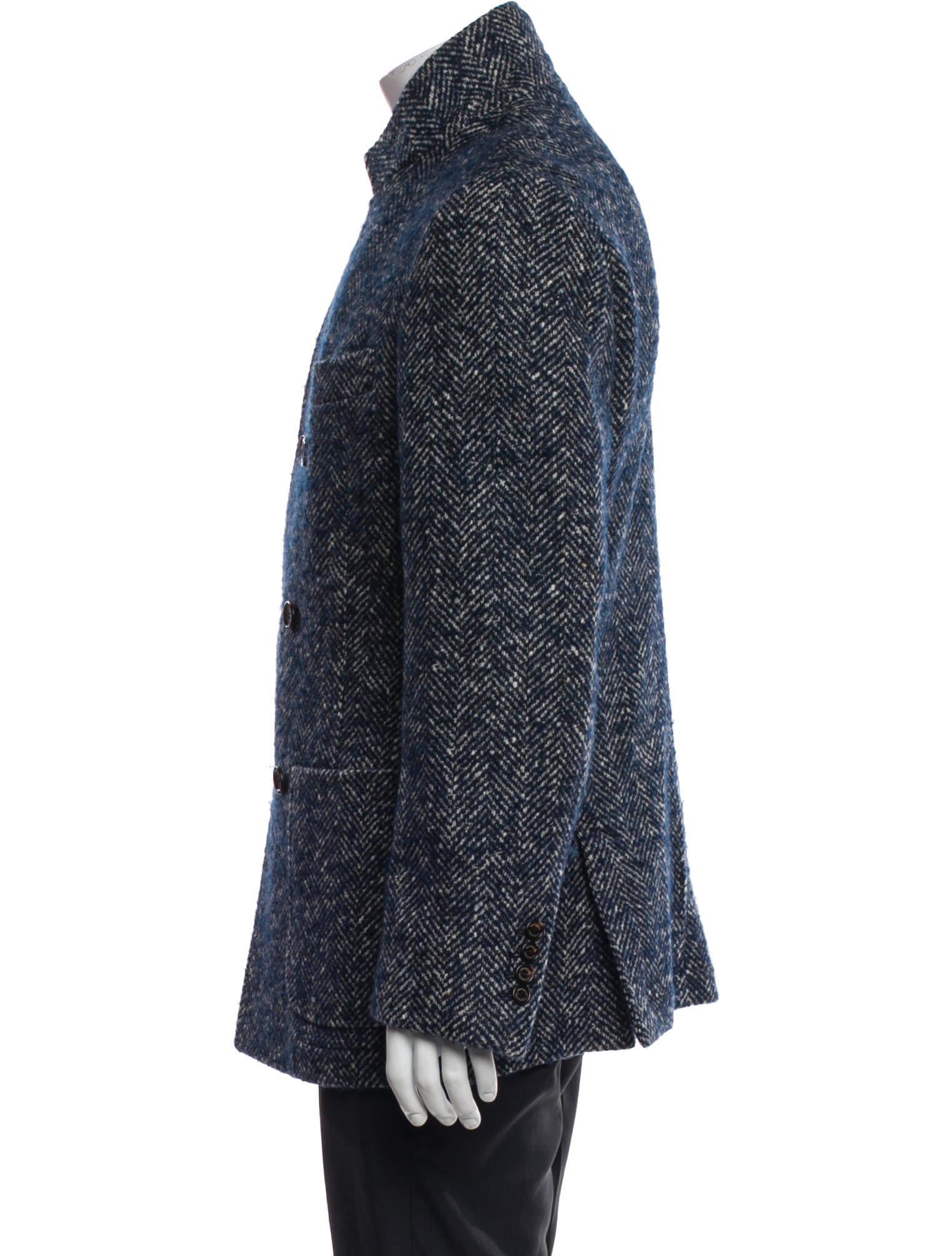 Brunello Cucinelli Cashmere Tweed Pattern Peacoat