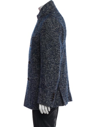 Brunello Cucinelli Cashmere Tweed Pattern Peacoat
