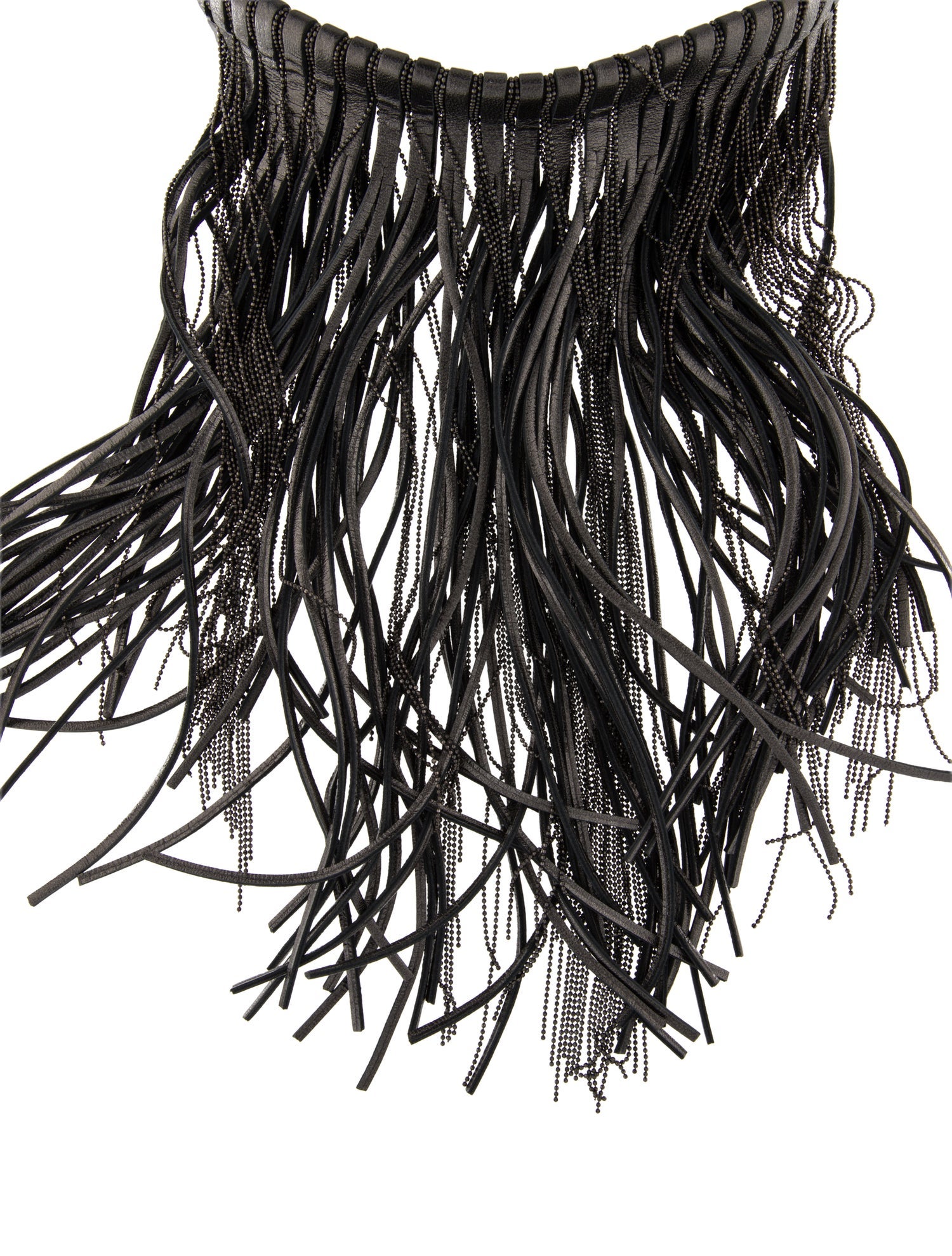Brunello Cucinelli Leather and Monili Fringe Choker Necklace