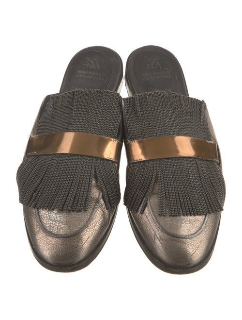 Brunello Cucinelli Monili Leather Slides