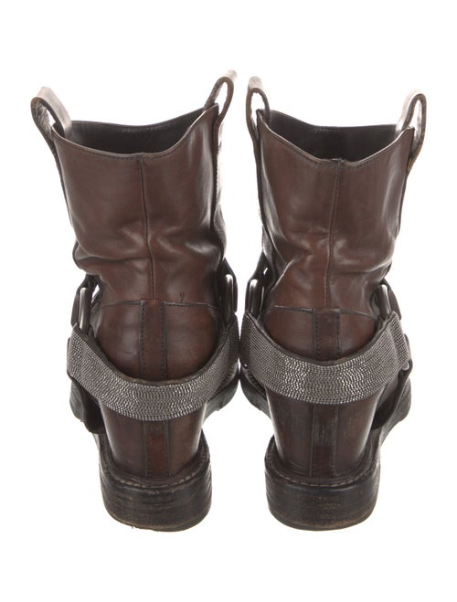 Brunello Cucinelli Monili Leather Moto Boots