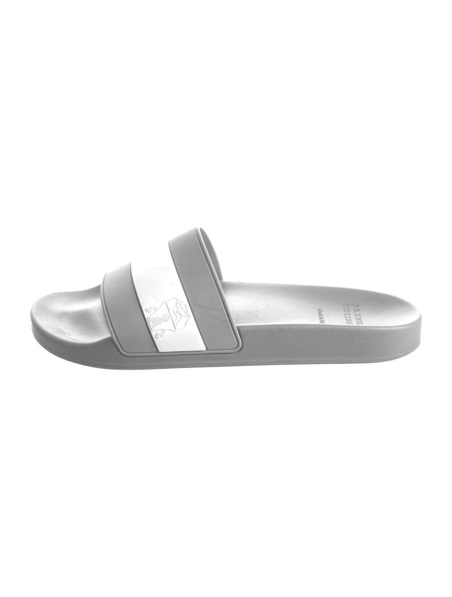 Brunello Cucinelli Rubber Colorblock Pattern Slides - Silver