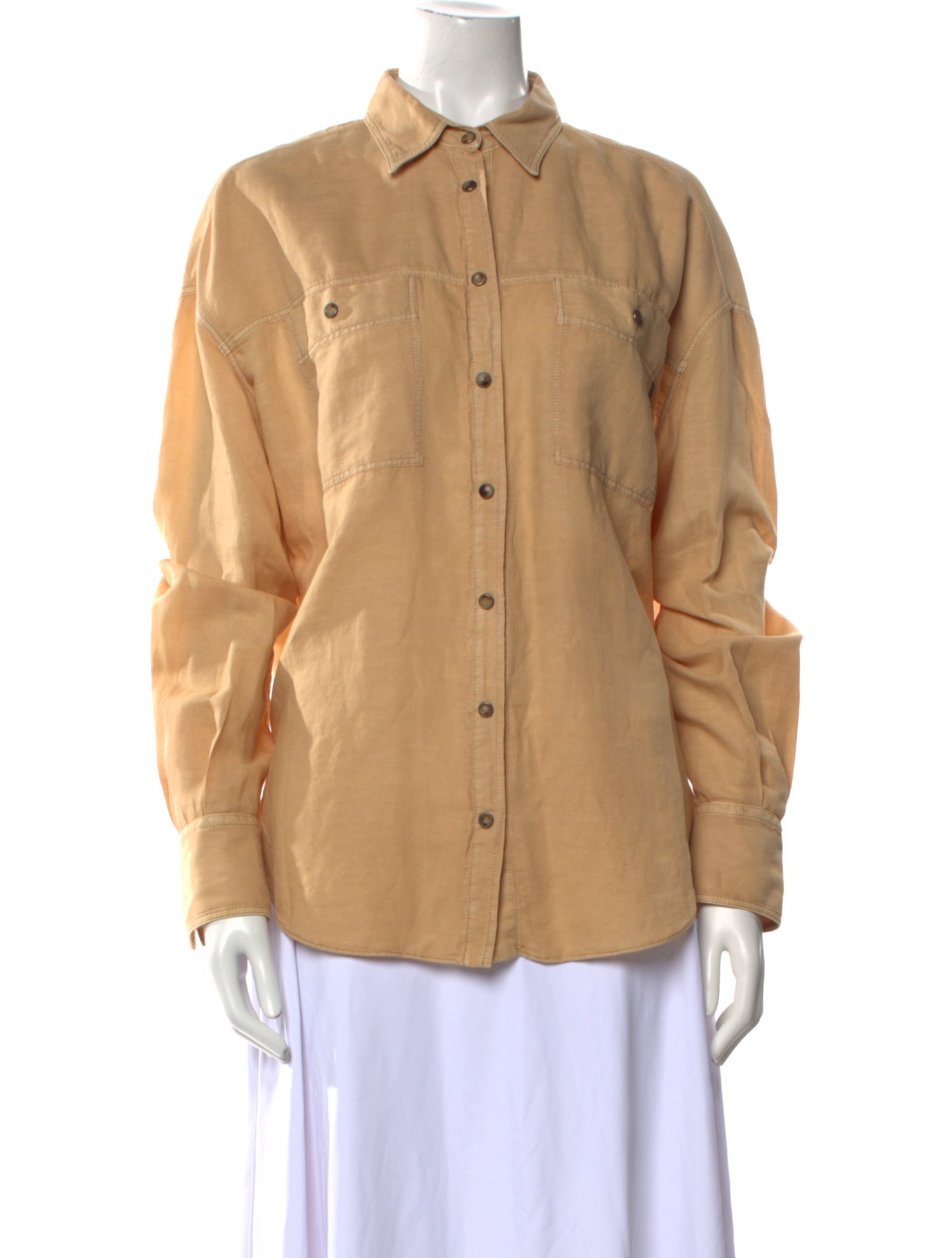 Brunello Cucinelli Long Sleeve Button-Up Top