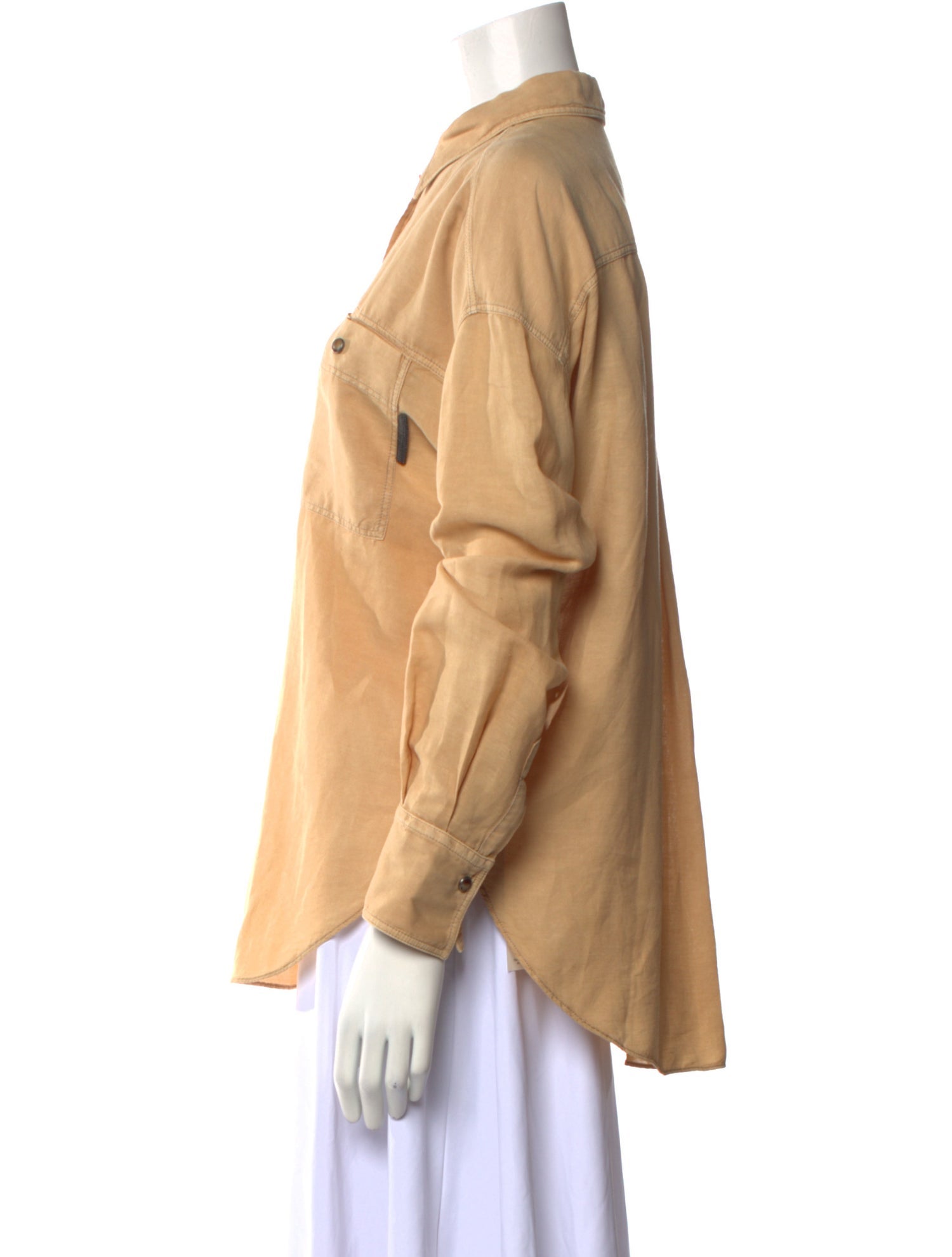 Brunello Cucinelli Long Sleeve Button-Up Top