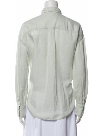 Brunello Cucinelli Linen Long Sleeve Button-Up Top