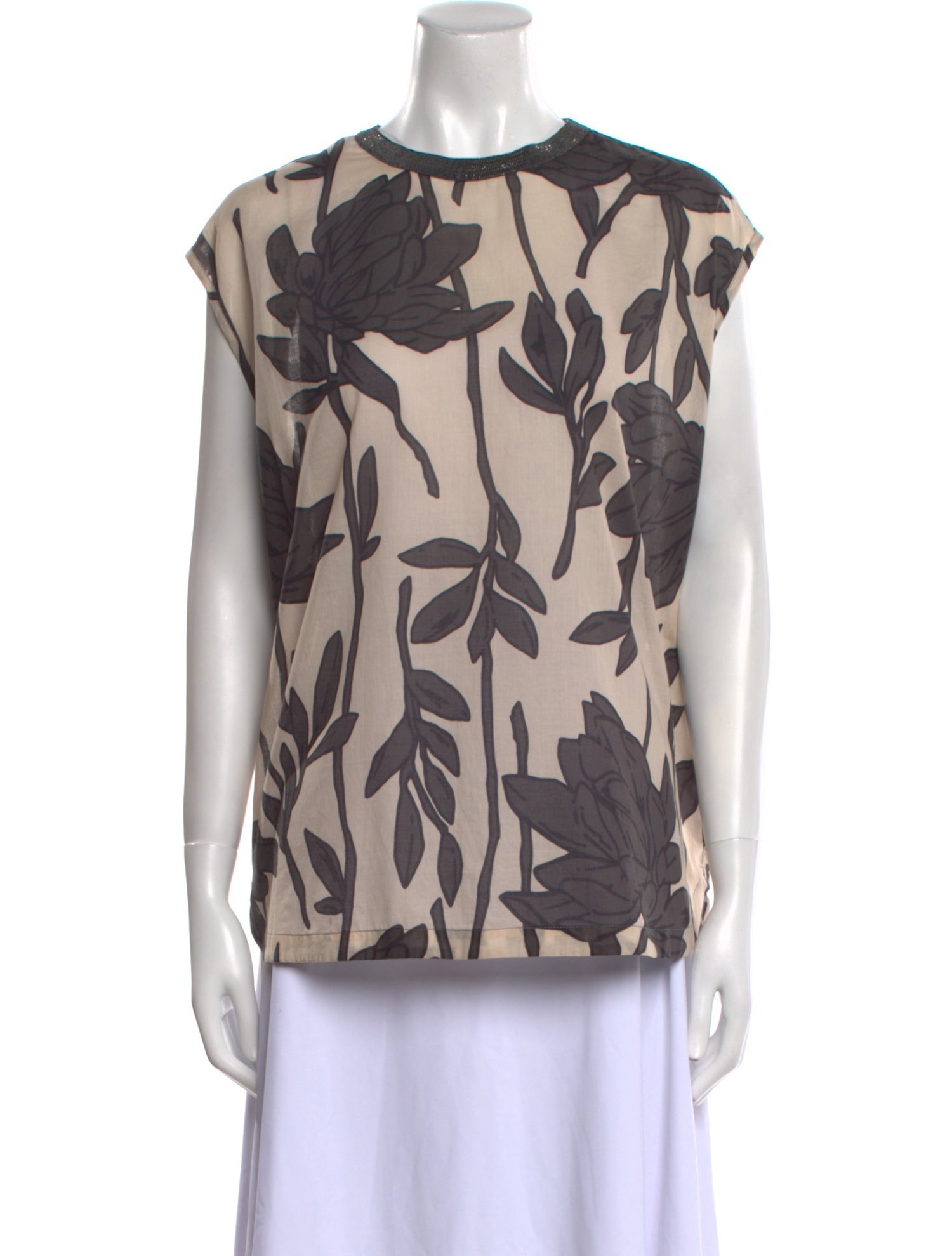 Brunello Cucinelli Printed Crew Neck Blouse w/ Tags