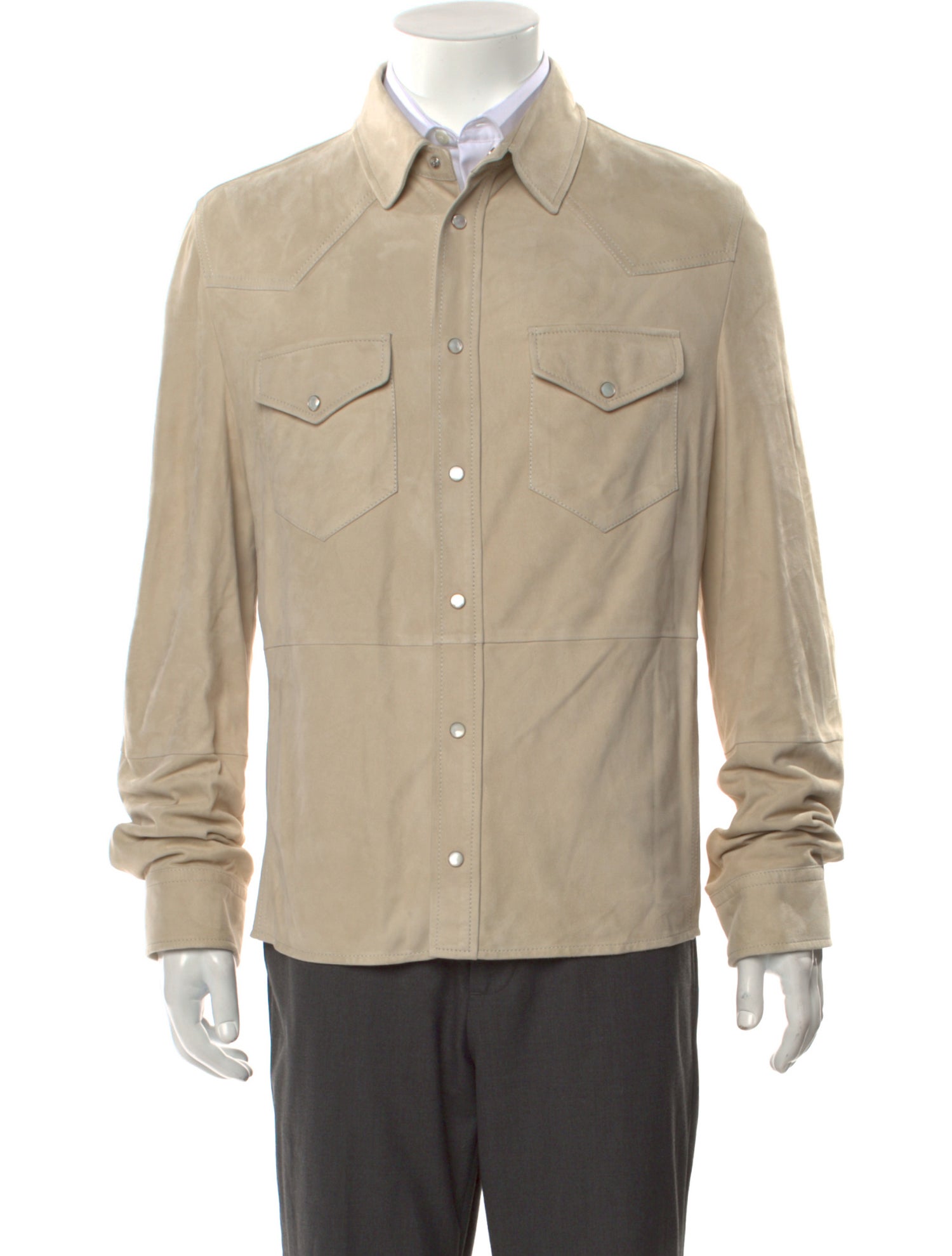 Brunello Cucinelli Leather Long Sleeve Shirt