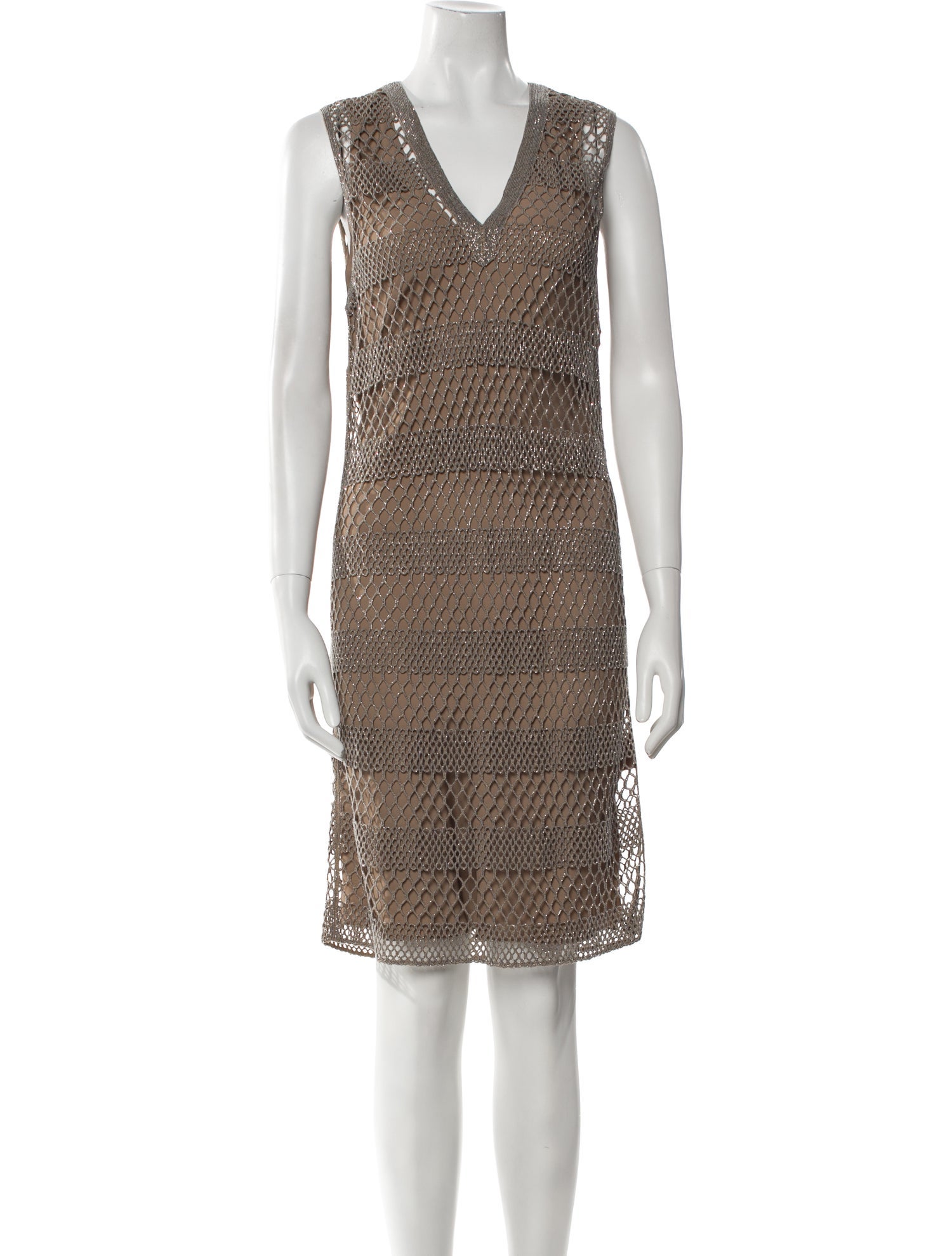 Brunello Cucinelli V-Neck Knee-Length Dress w/ Tags