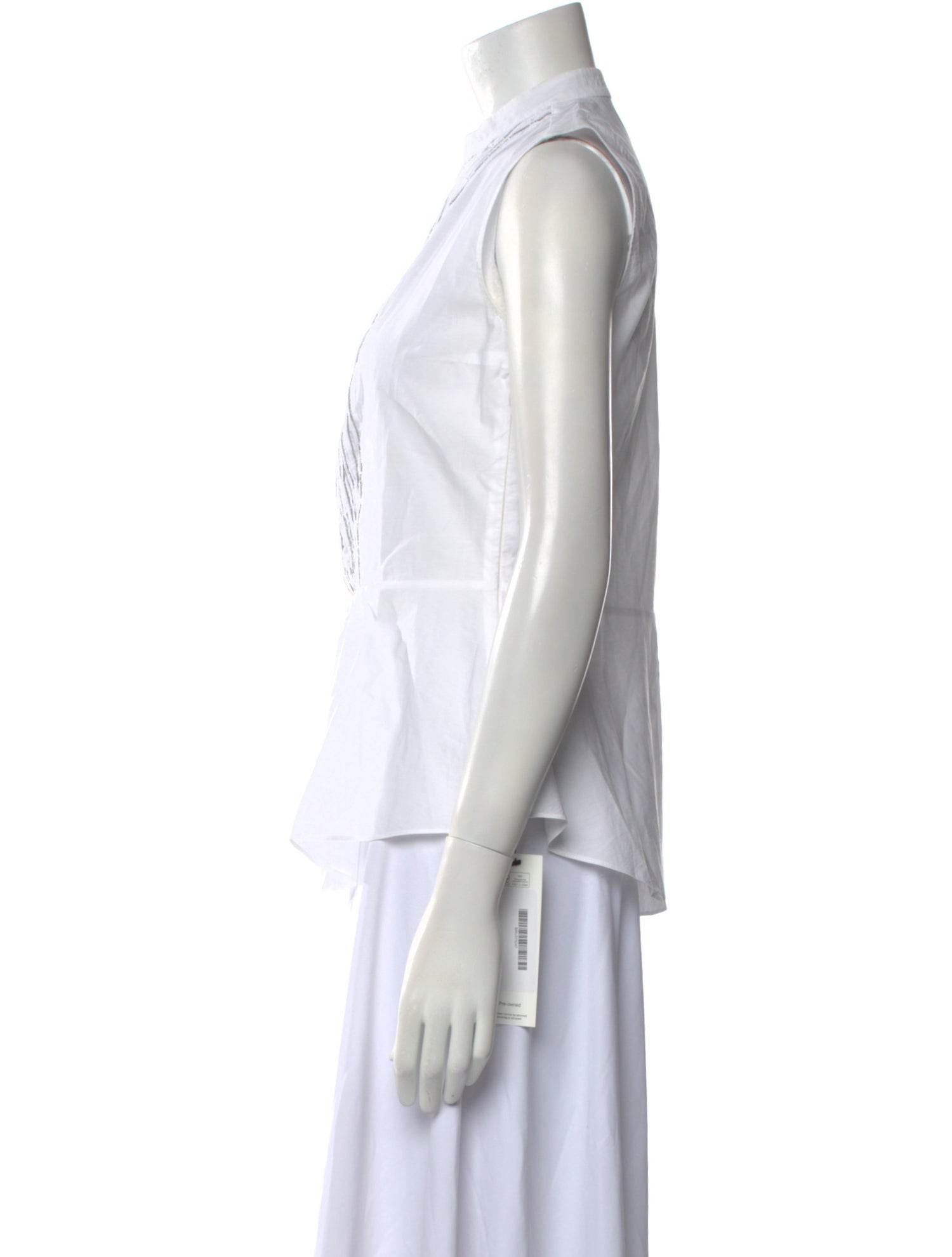 Brunello Cucinelli Striped Mock Neck Blouse